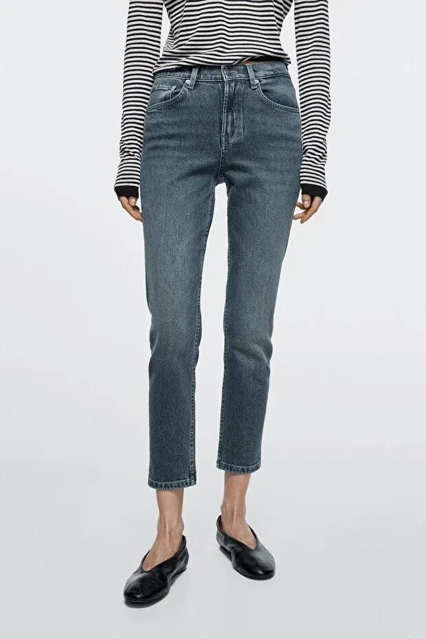 Женские джинсы зауженные с заниженной талией Massimo Dutti, Dark Blue — фото 3