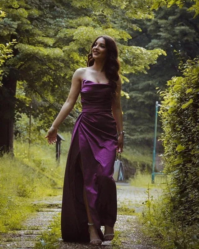 Женское вечернее платье-русалка из атласа с разрезом, Wisteria — фото 4