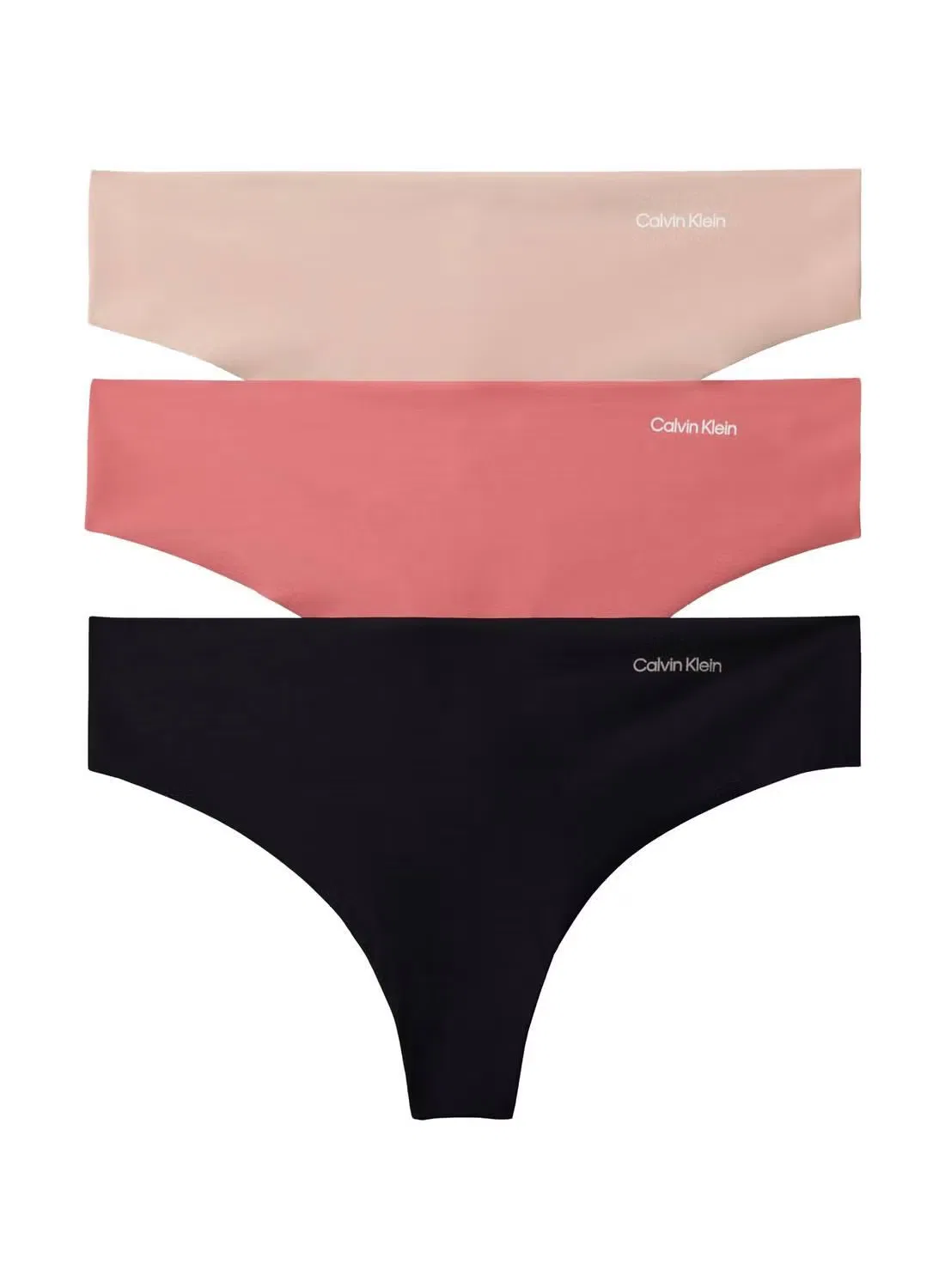Трусы-стринги 3 шт, модель Invisibles, Calvin Klein, черный