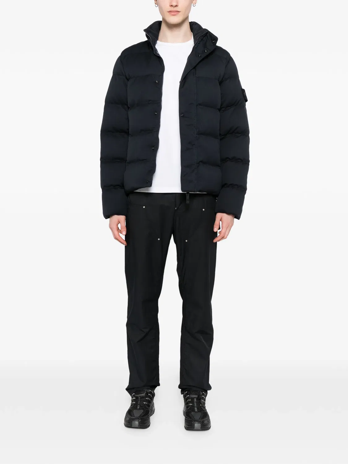 Пуховик с подкладкой из твилла Stone Island, синий — фото 2