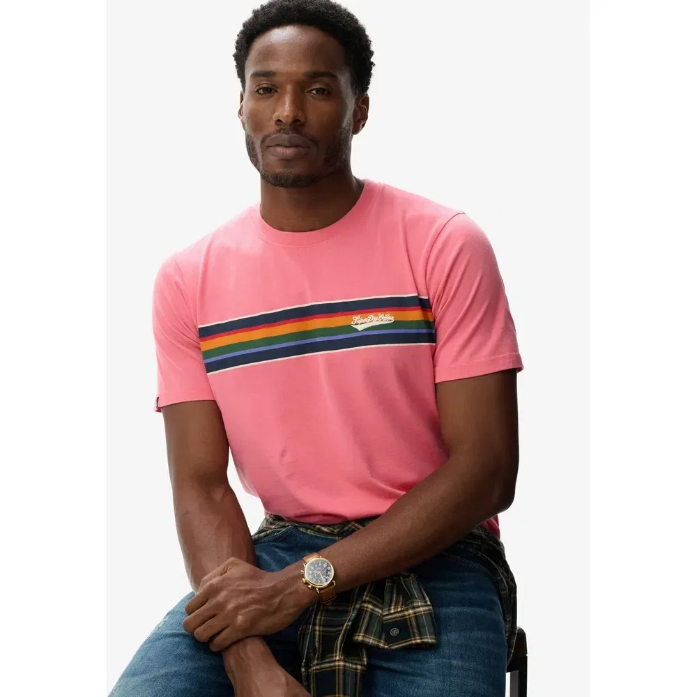 Футболка с коротким рукавом Outdoor Stripe Logo Rlxd Superdry, розовый — фото 3