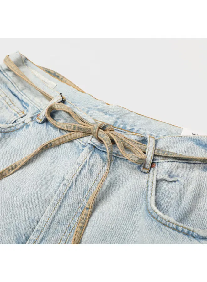 Шорты-бермуды джинсовые с потертостями Zara, голубой — фото 4