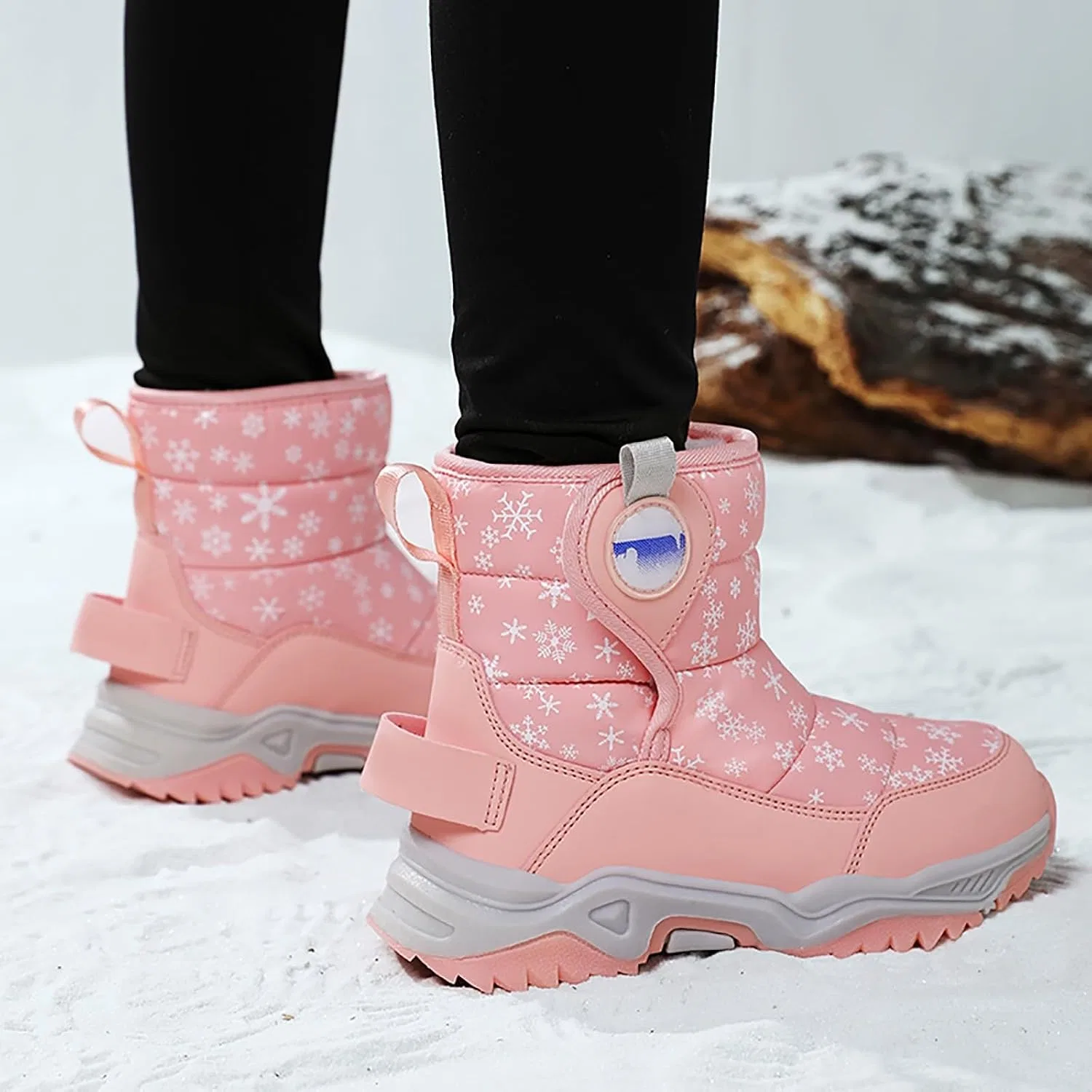 Детские зимние ботинки для мальчиков и девочек с принтом, Snow Boots, Orange — фото 4