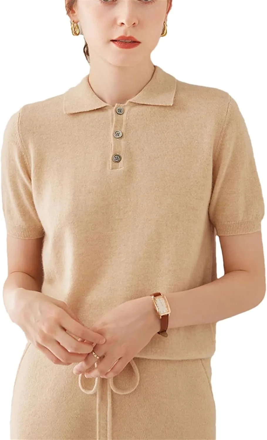 

Женский летний короткий рукав свитер Pullover с лацканом