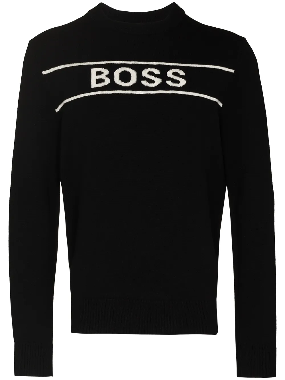 

Джемпер вязки интарсия с логотипом BOSS, черный