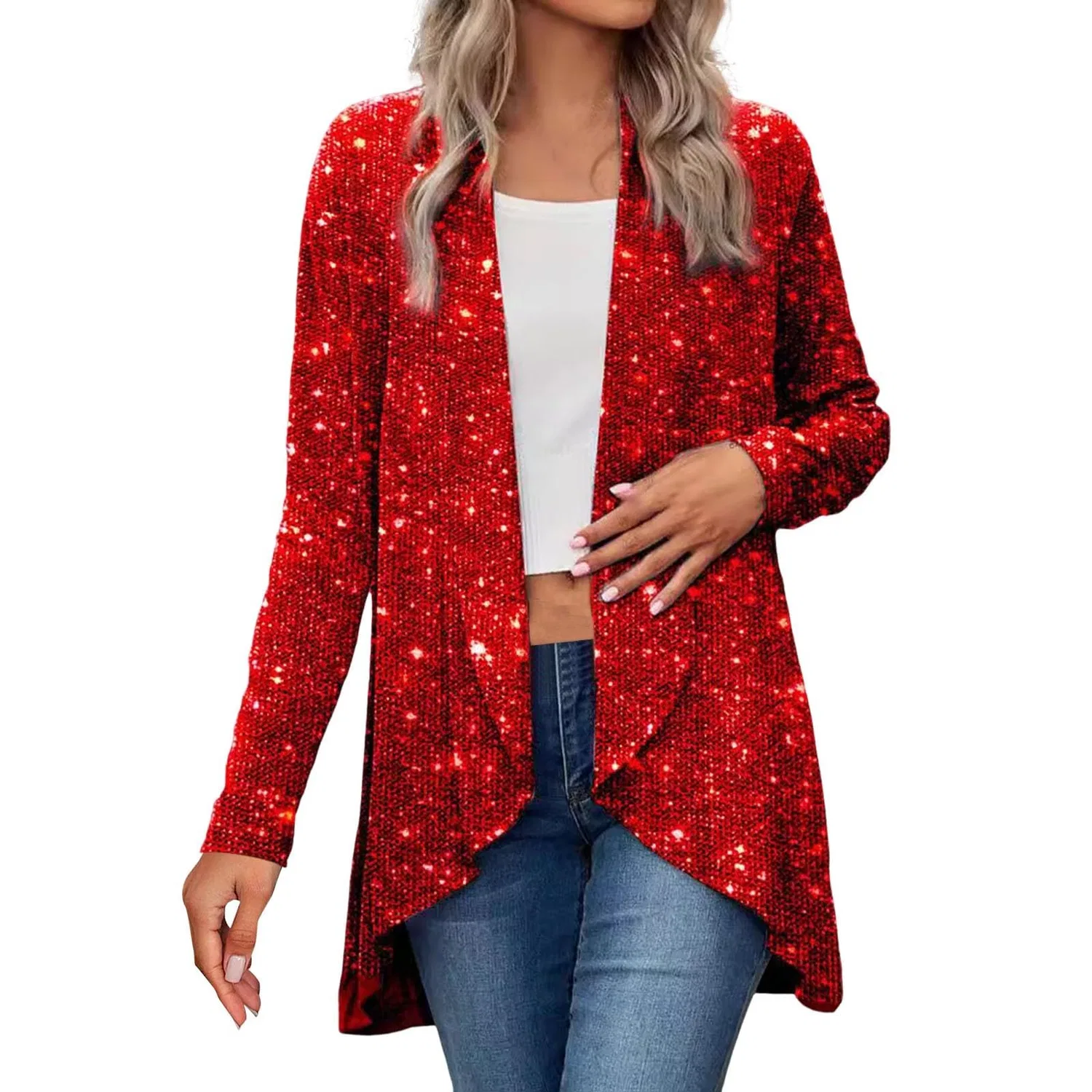 Женское летнее пальто с длинным рукавом, Red