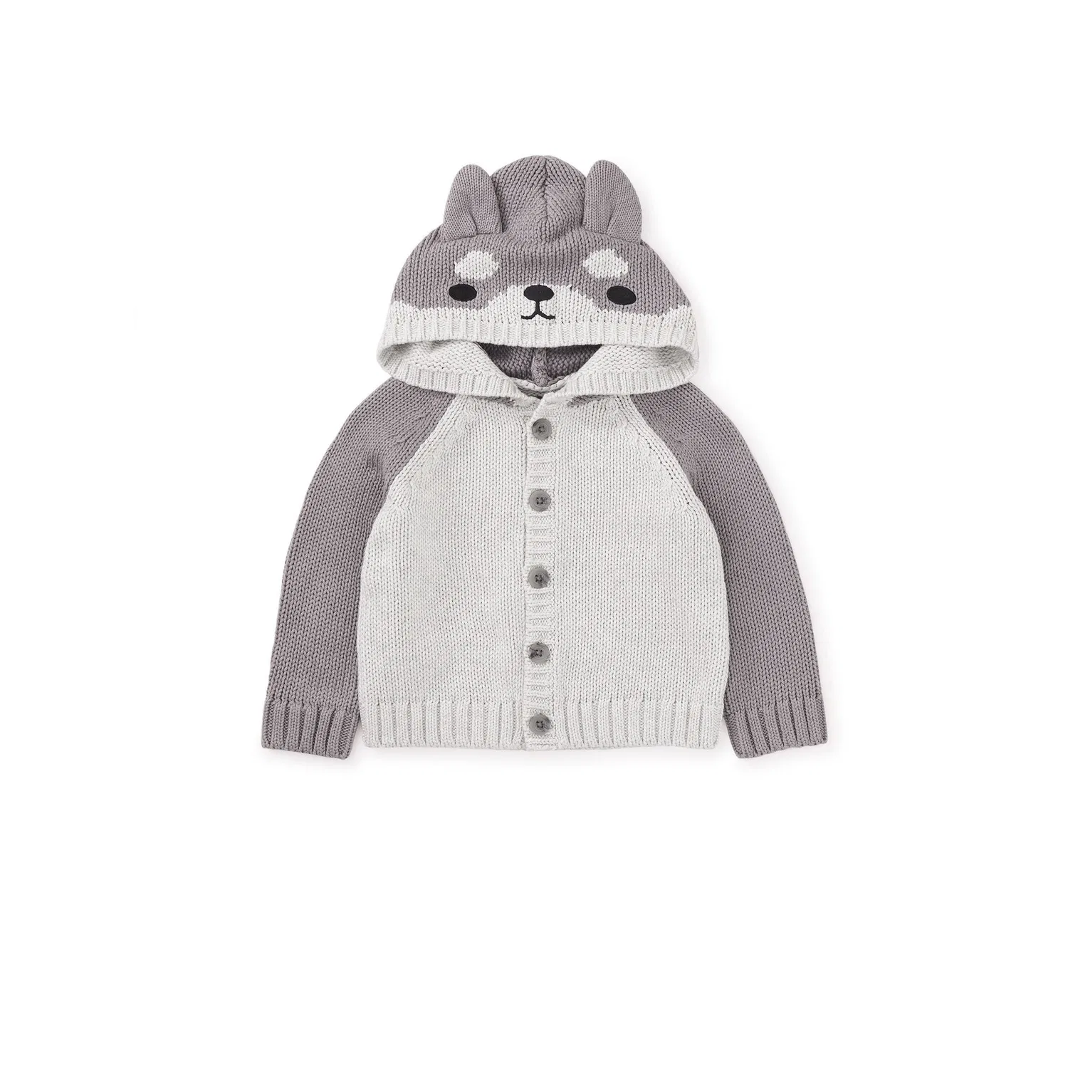 Детская кардиган с ушками Husky Ears Baby Cardigan Tea Collection, Light Grey Heather