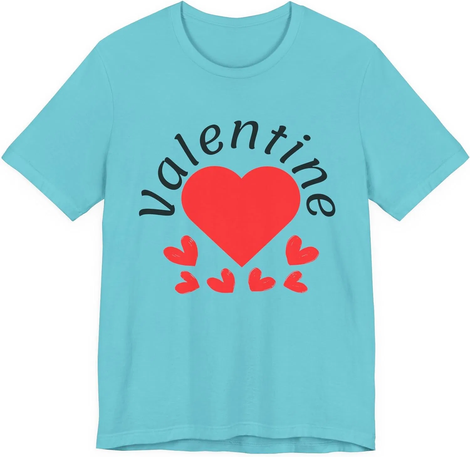 Футболка с принтом Valentine Hearts of Hearts Bella Canvas, Turquoise — фото 3