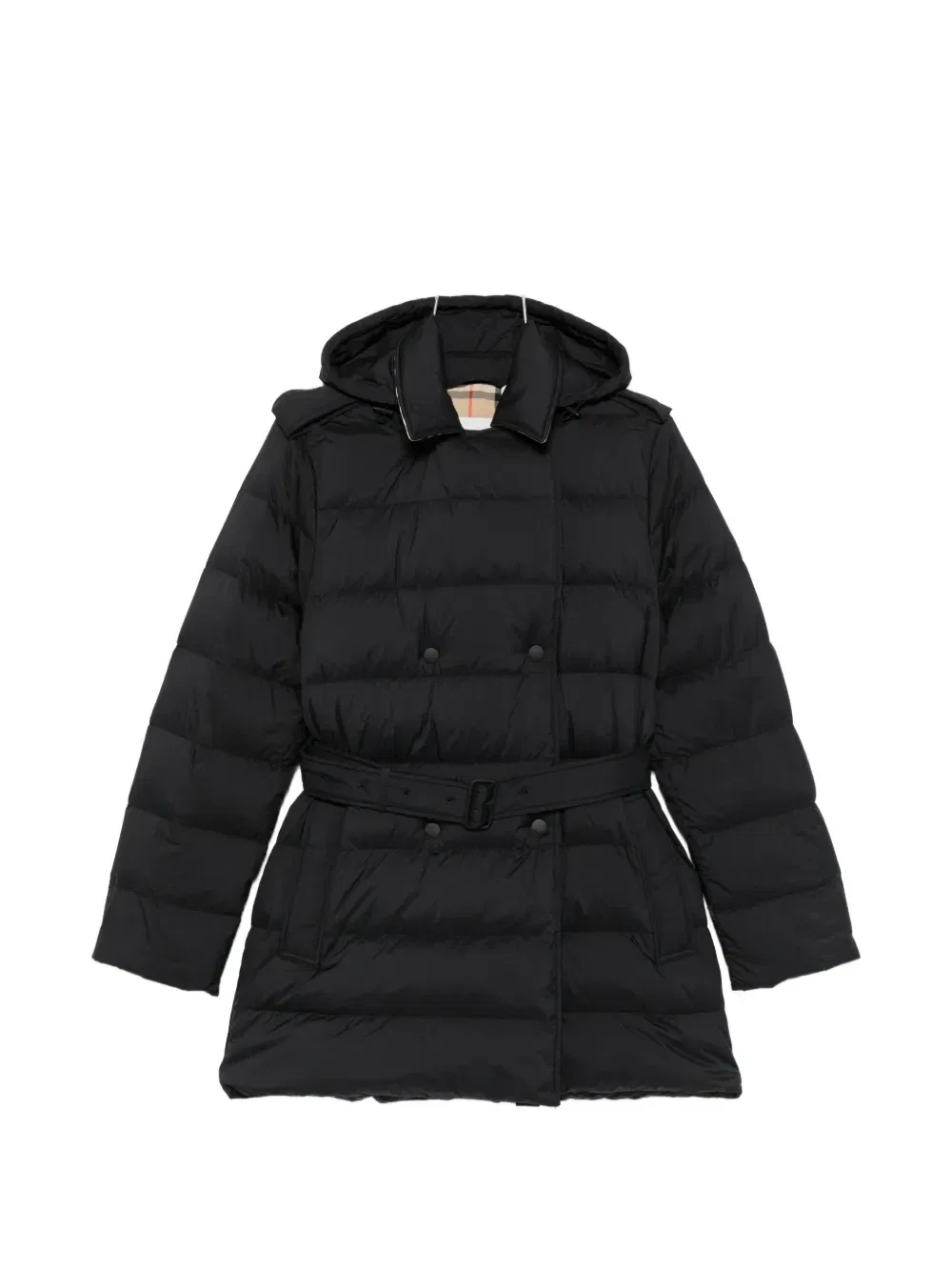 Стеганое пальто с поясом Burberry, черный