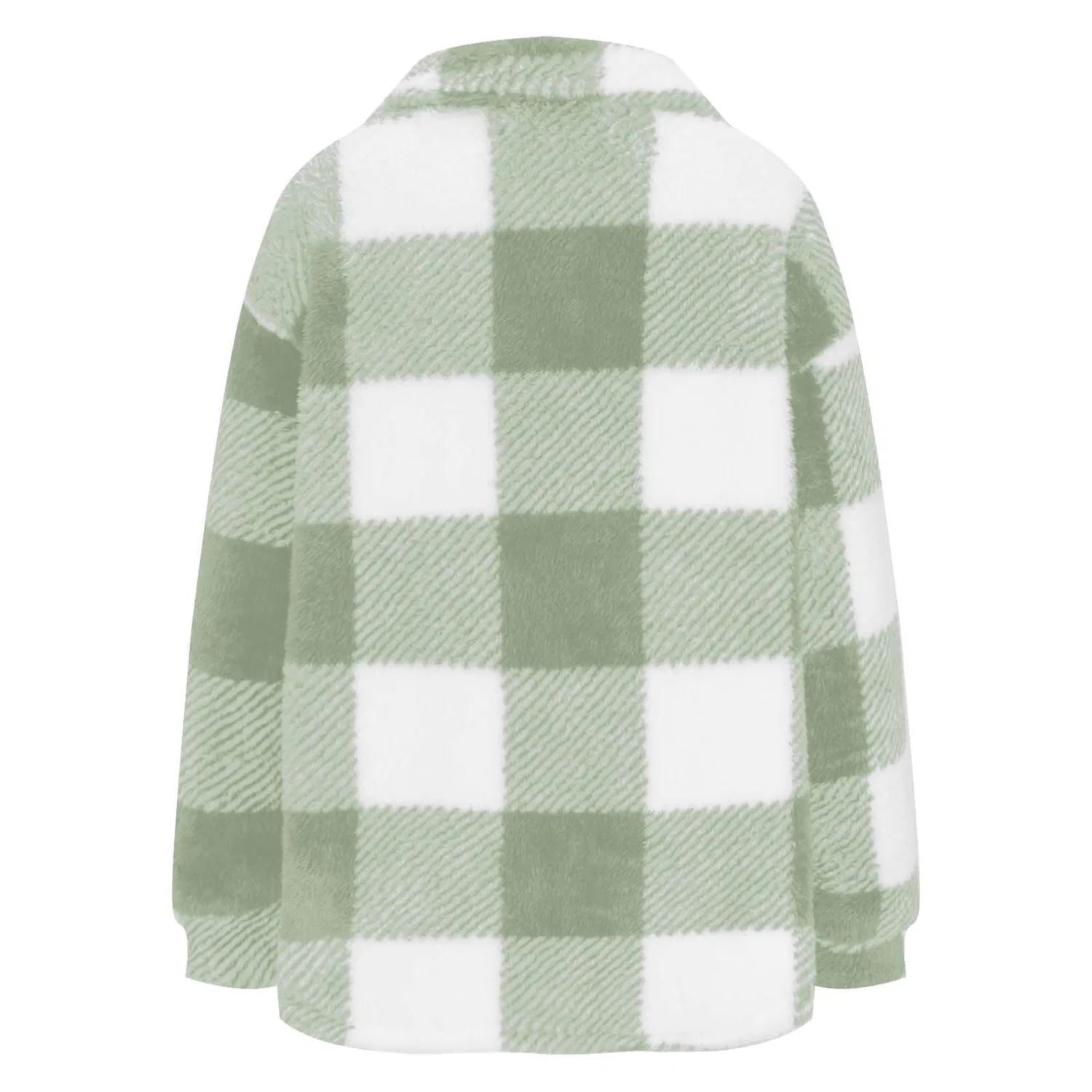 Женская флисовая куртка с принтом Plaid Fleece Jacket, green — фото 4