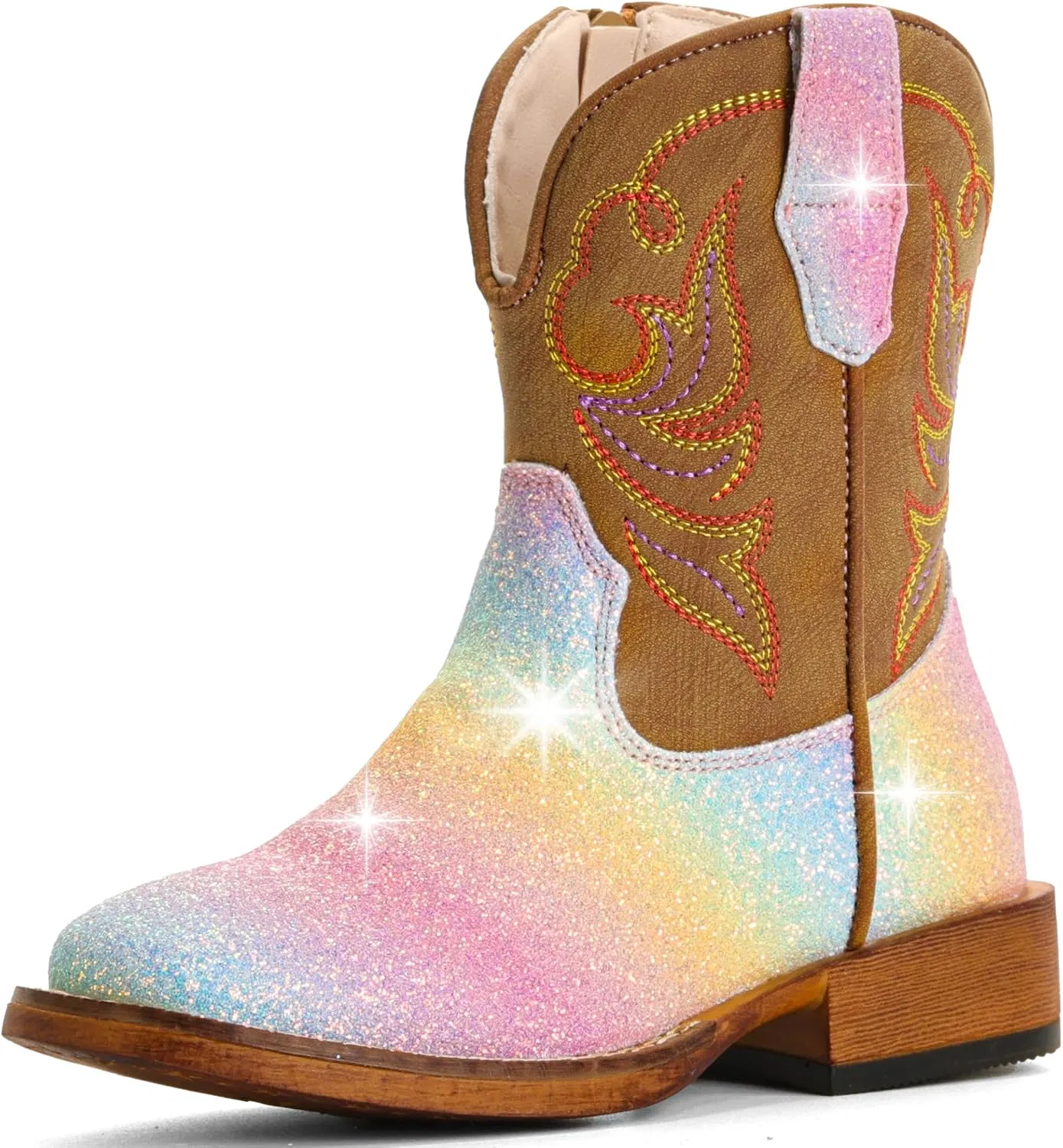 Детские сапоги для девочек с квадратным носком Cowgirl Boots IUV KIDS, Camel Glitter