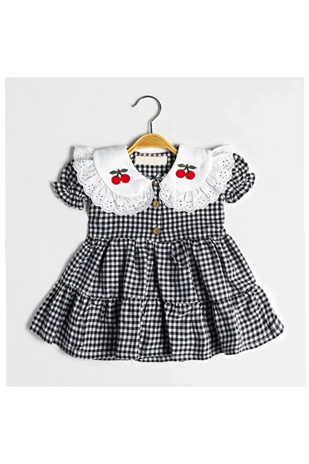 Детское платье для девочек хлопковое Piti cherry Şirin Şeyler Butiği, Black