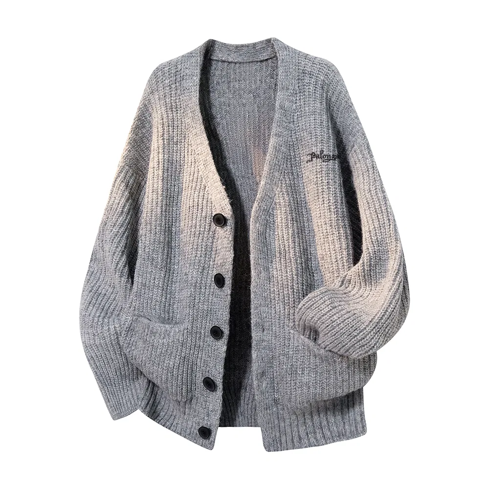 Детский кардиган с V-образным вырезом, умеренный, Dark Gray, PAL ONGACO — фото 3