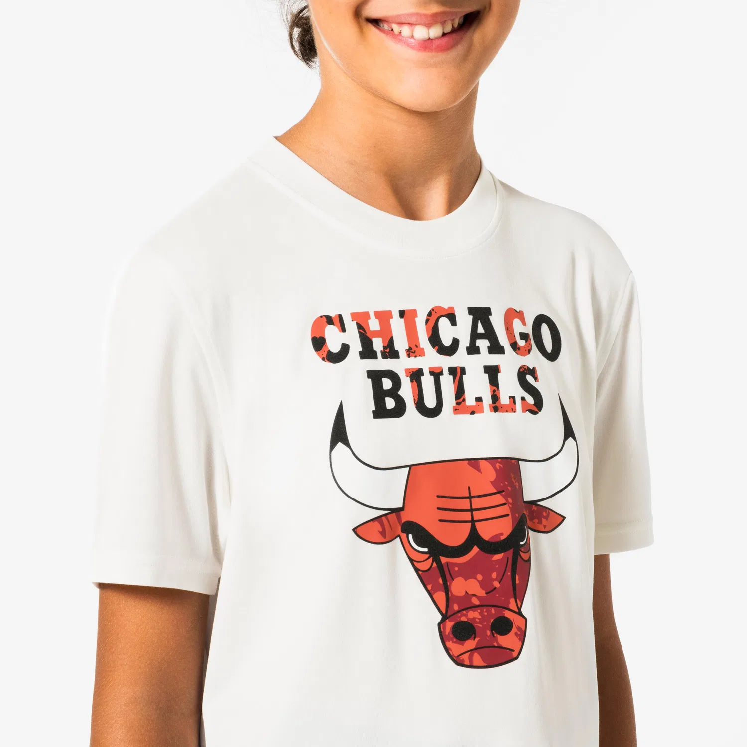 Детская футболка с принтом NBA Chicago Bulls Tarmak, Elfenbeinweiß Bunt — фото 2