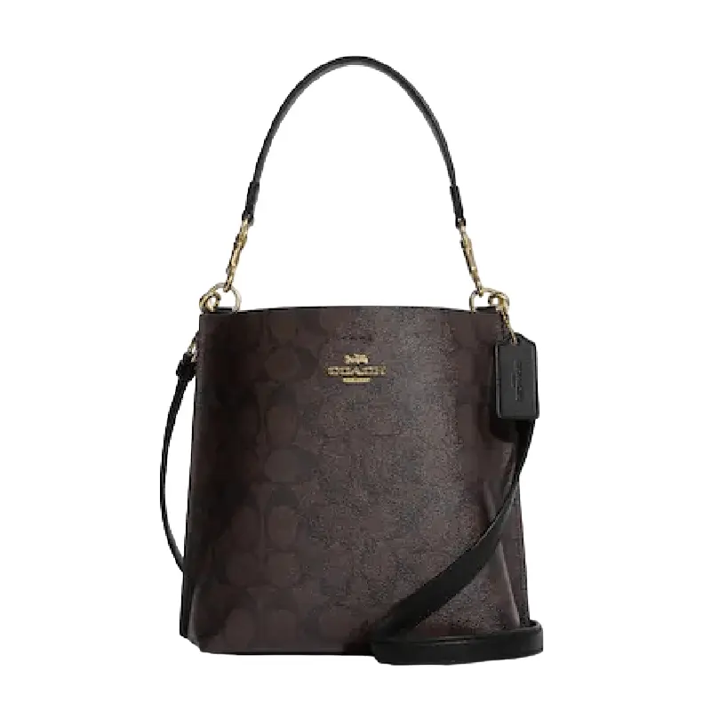

Сумка Coach Mollie Bucket Bag 22 In Signature Canvas, коричневый/черный