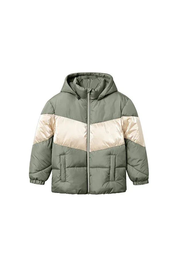 Детское зимнее пальто для девочек на молнии с капюшоном Name It, Green