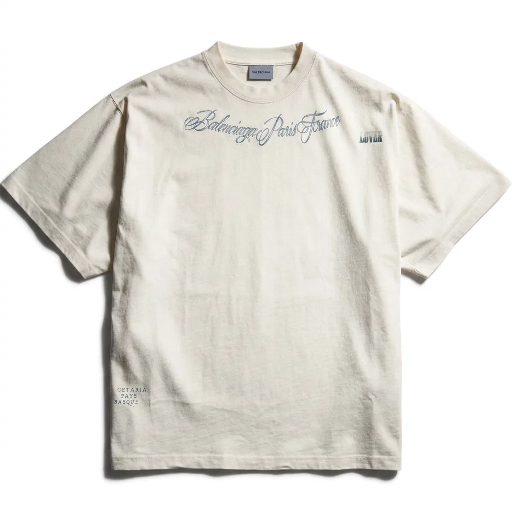 Женская футболка с круглым вырезом и прямым кроем Ivory Balenciaga, Ivory