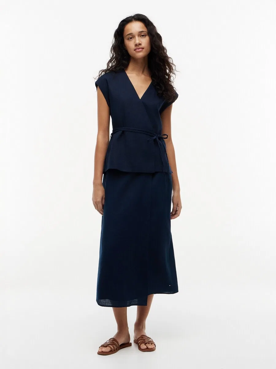 Жилет для костюма TOMMY HILFIGER 'Blend Wrap Waistcoat' темно-синего цвета — фото 4