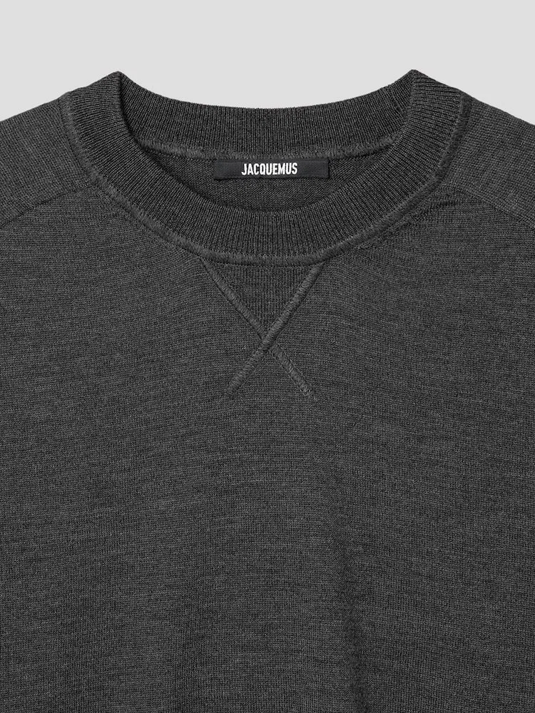 Свитер свободного кроя Le Sweater Brode JACQUEMUS, Dark Grey — фото 3