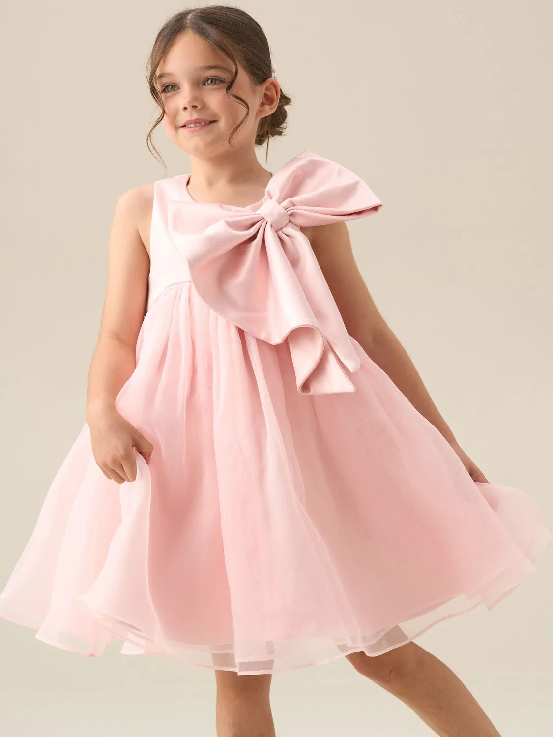 Платье для девочек с бантом Angel & Rocket Pink Paris Blush, розовый — фото 4