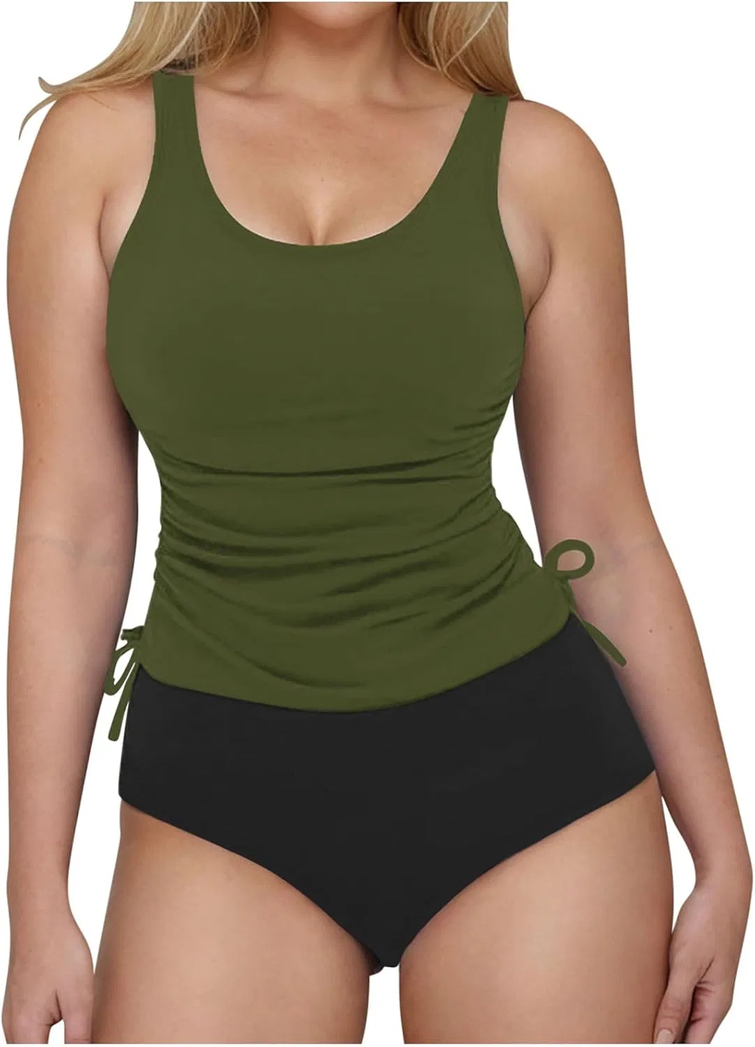 Женский танкини с утяжкой живота ruched Generic, Army Green