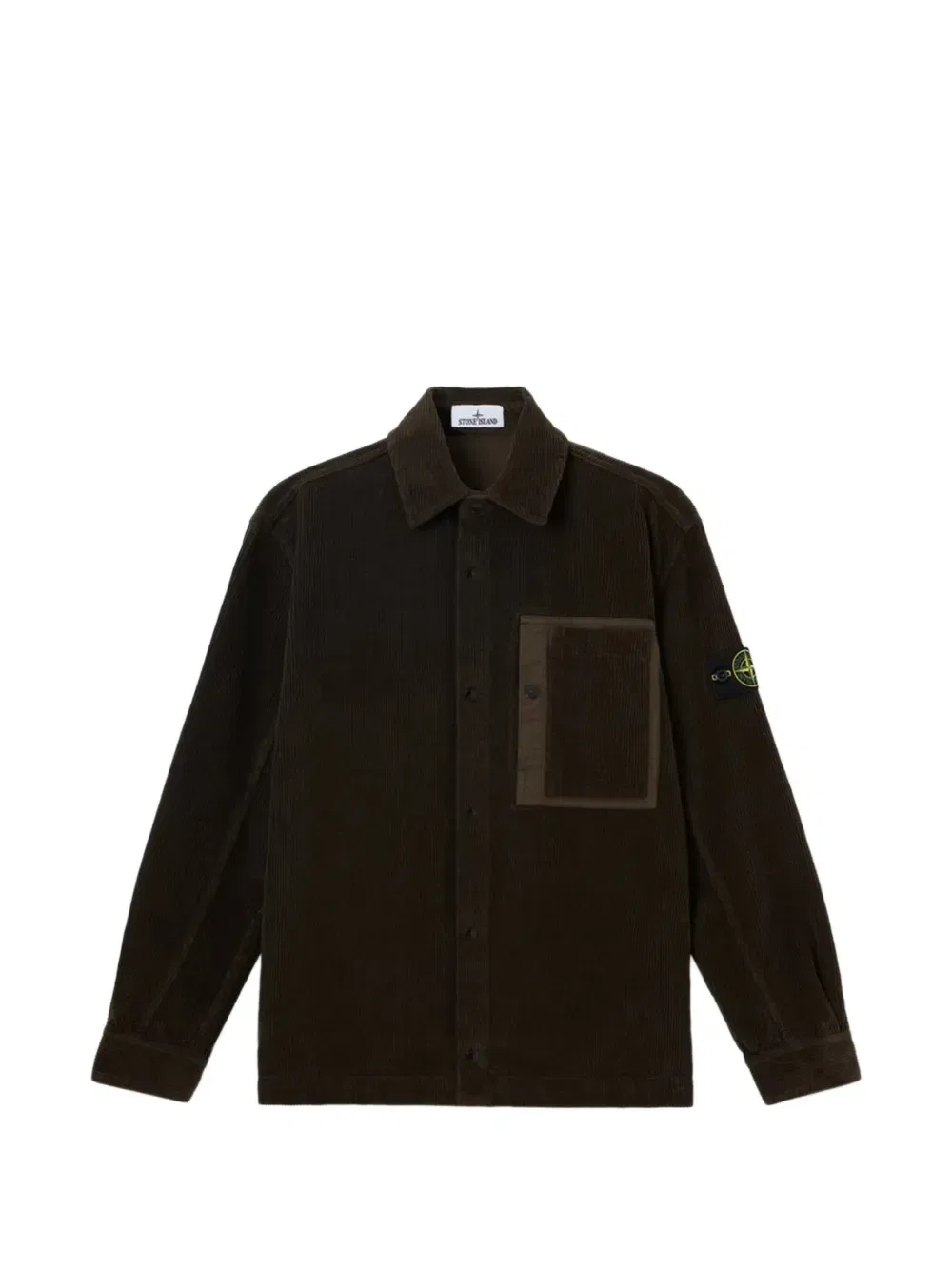 Вельветовая рубашка-куртка с накладными карманами Stone Island, коричневый