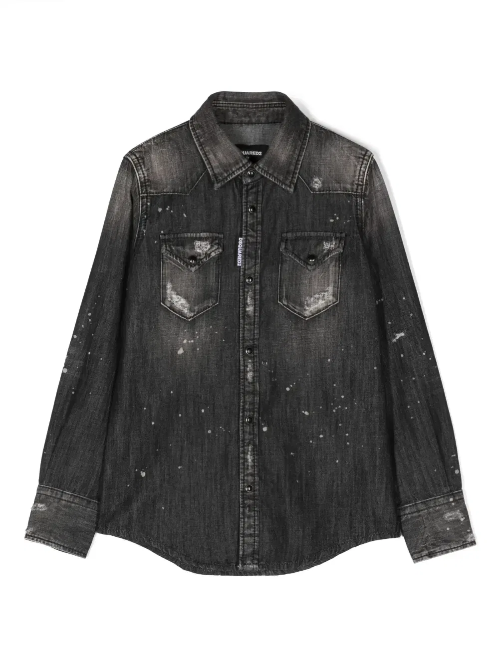 Джинсовая рубашка с эффектом потертости Dsquared2 Kids, черный