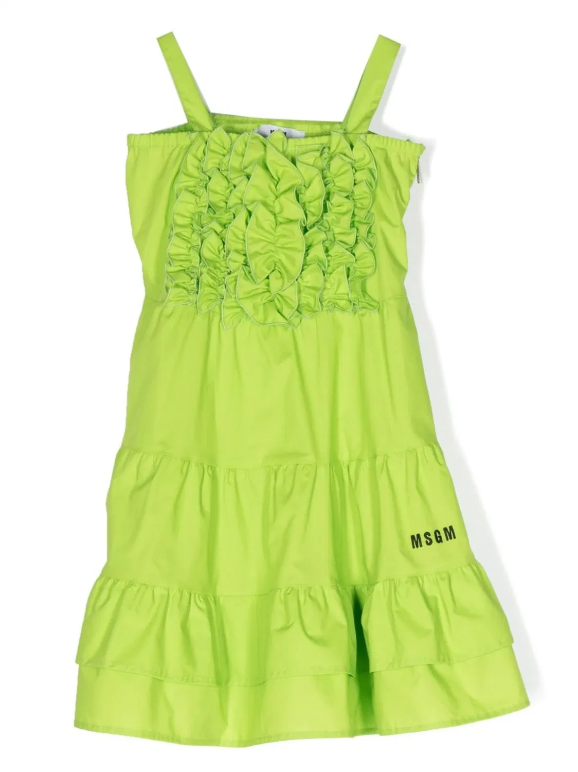 Платье с рюшем из хлопка MSGM, зеленый