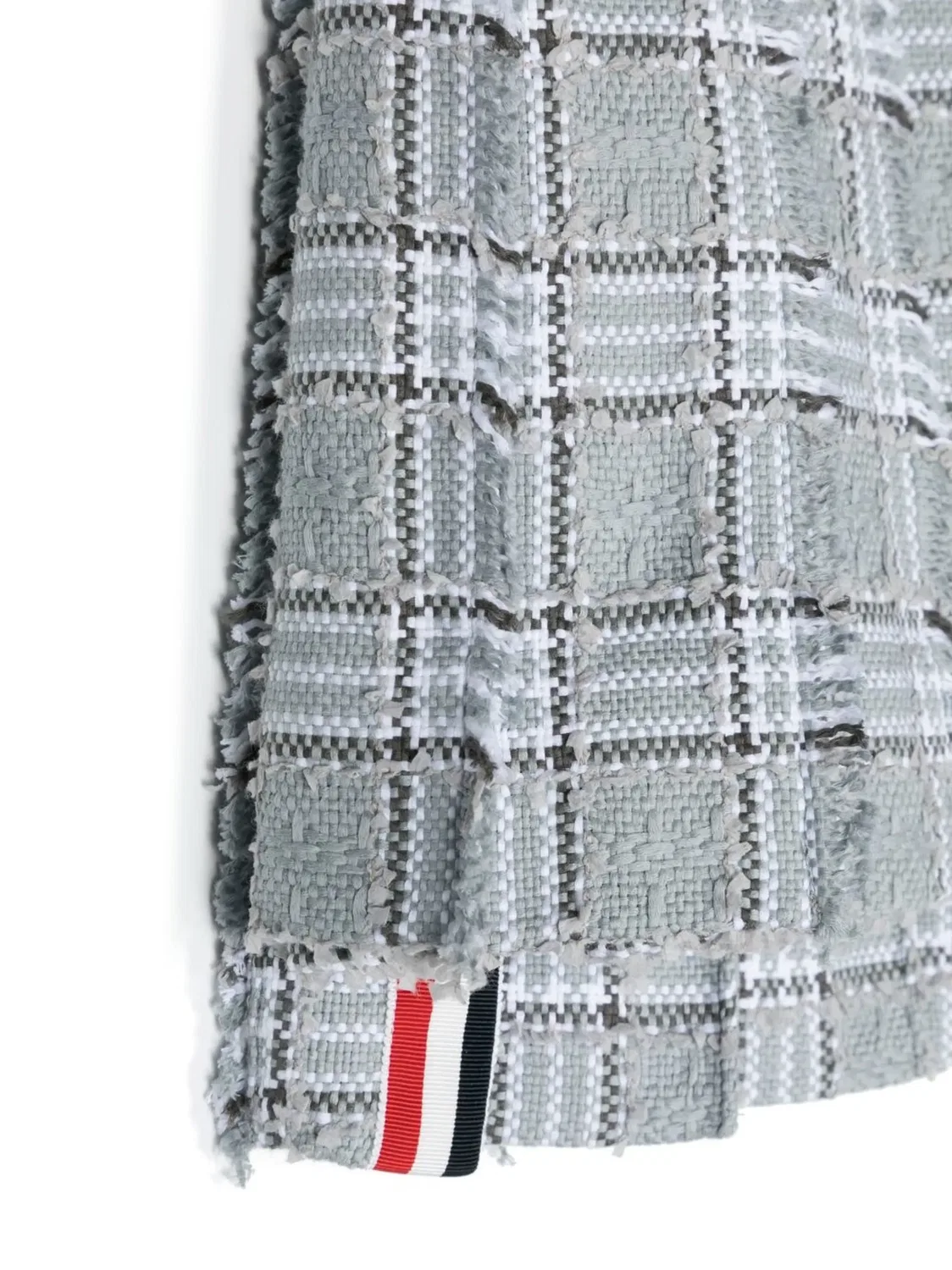 Плиссированная твидовая юбка с полосой RWB Thom Browne, серый — фото 2