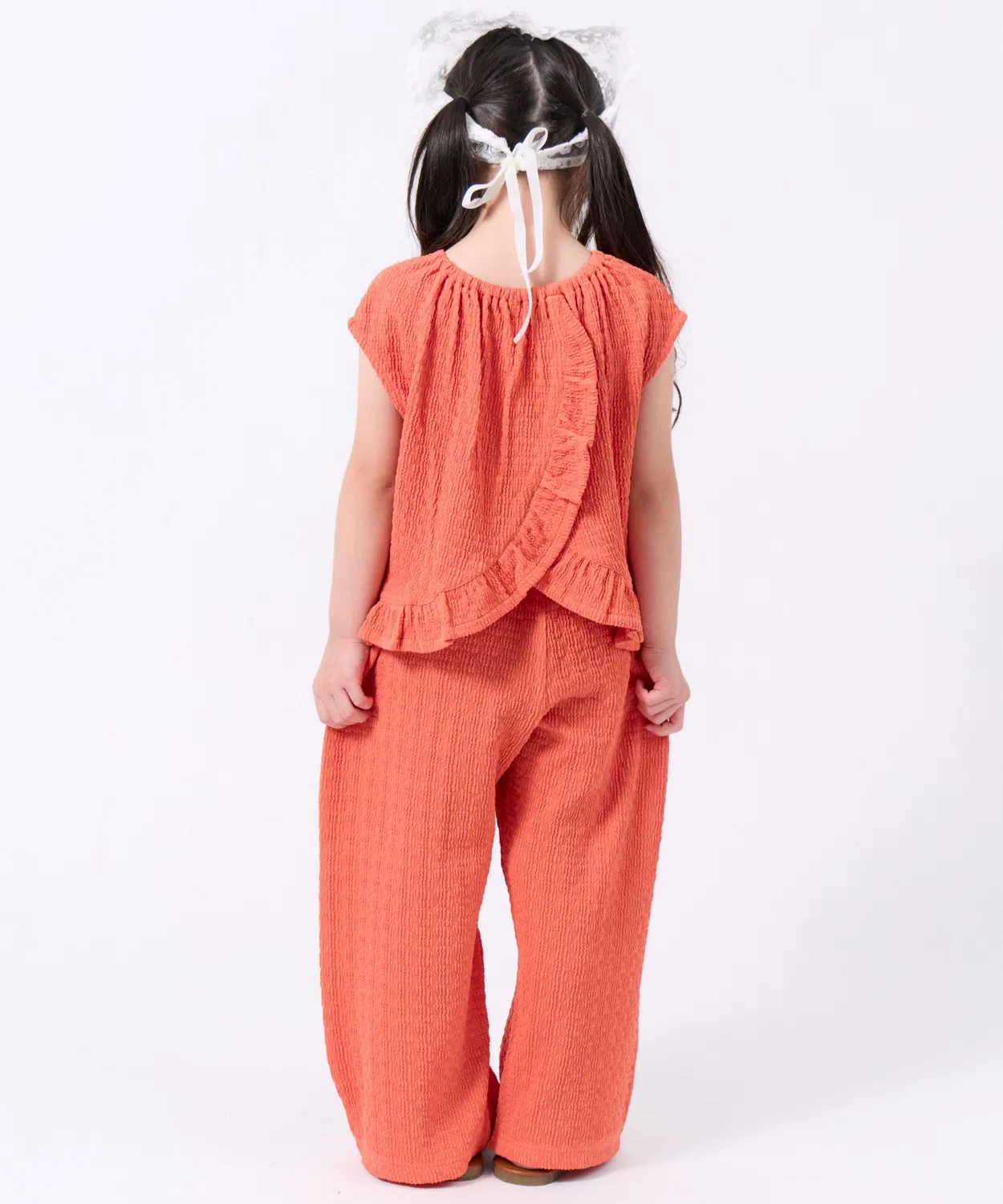 Детский комплект для девочек с воланами, модель Back Frill, pairmanon, Orange
