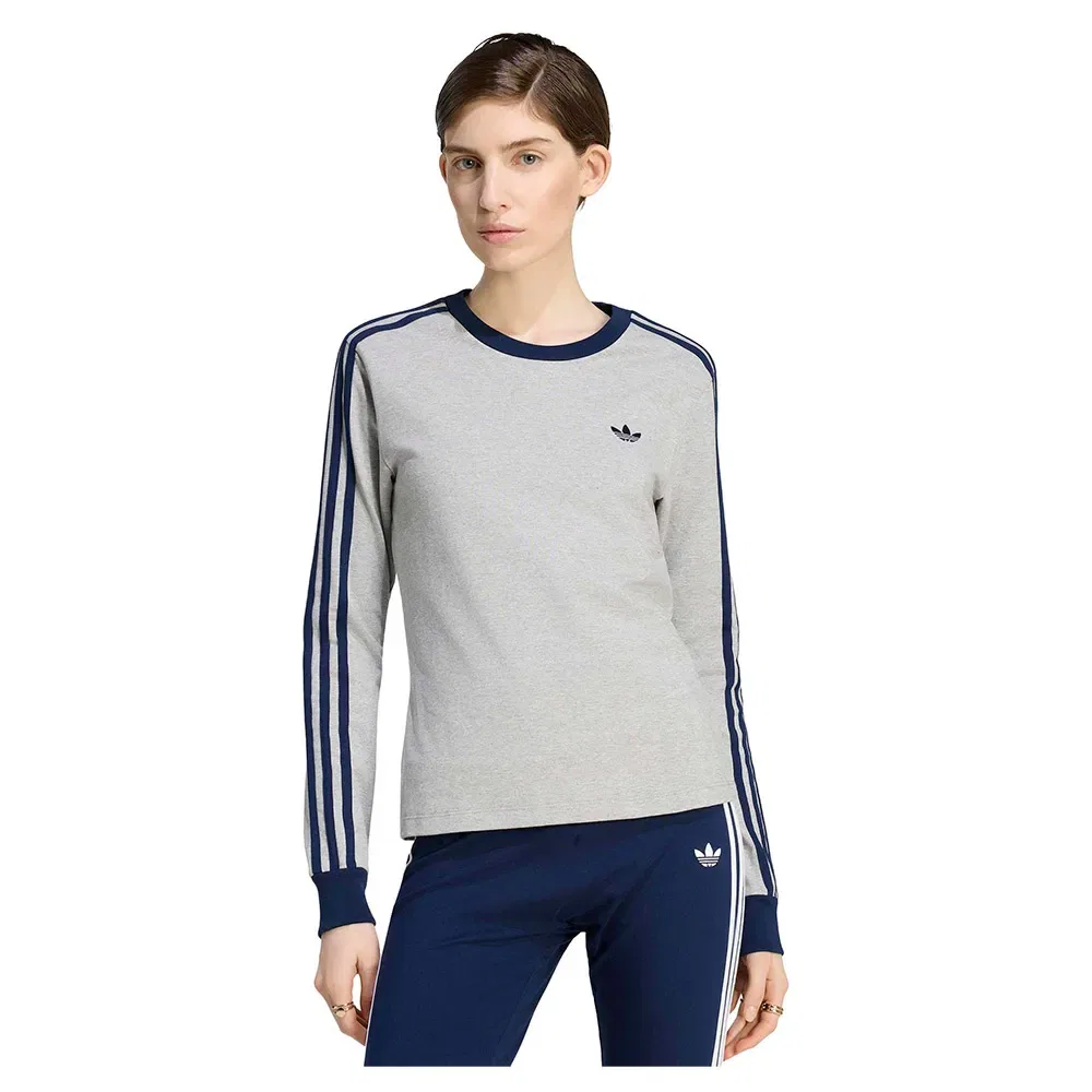 Футболка с длинным рукавом 3 Stripes Slim Adidas Originals, серый
