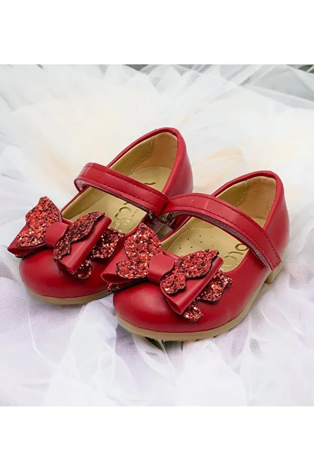Детские балетки для девочек с принтом Butterfly Bow Orthopedic Sole Stormy, Red