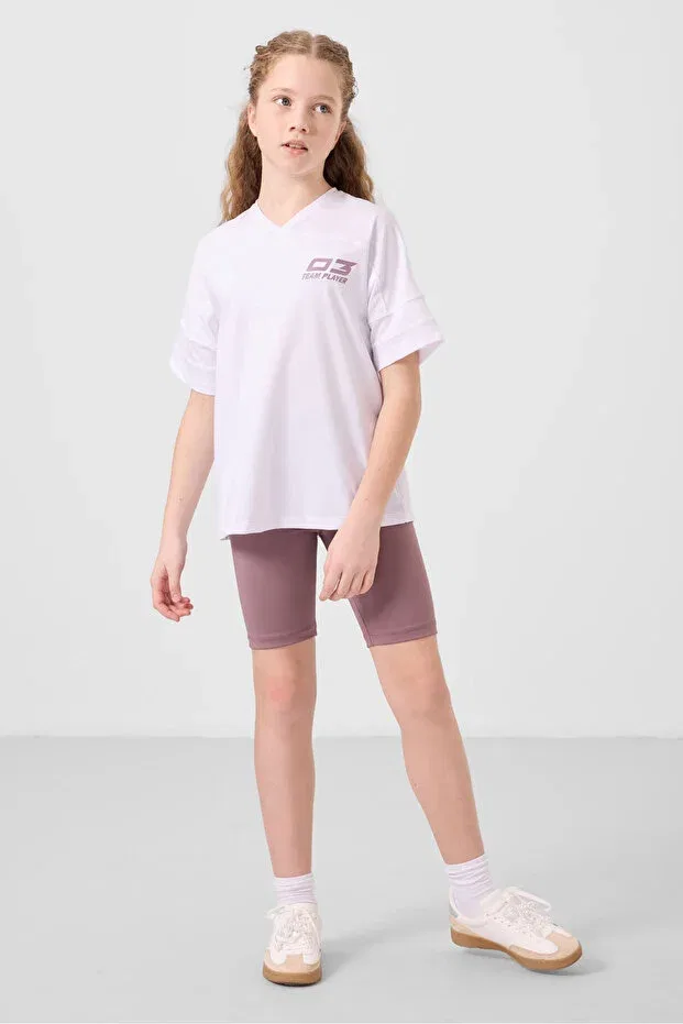 Детские леггинсы для девочек с поясом Tommy Life, White/Rosy — фото 3