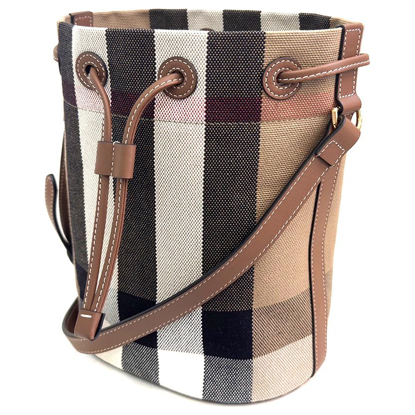 Сумка-ведро Burberry из хлопка и льна с кожаными деталями — фото 2
