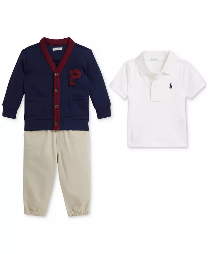 

Комплект из флиса, рубашки-поло и брюк чинос для мальчиков Polo Ralph Lauren, синий