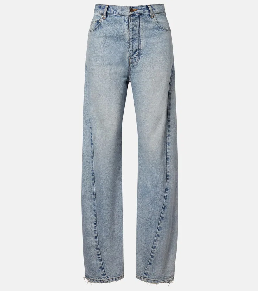 Потертые зауженные джинсы Balenciaga, синий