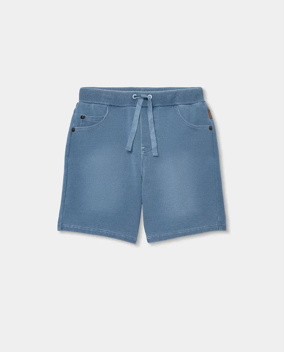 Детские шорты для мальчиков из футера с эффектом деним Bleach Boboli, Azul Denim