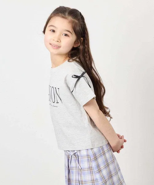 Детская футболка с принтом и лентой Ribbon Logo Print a.v.v, Light Grey
