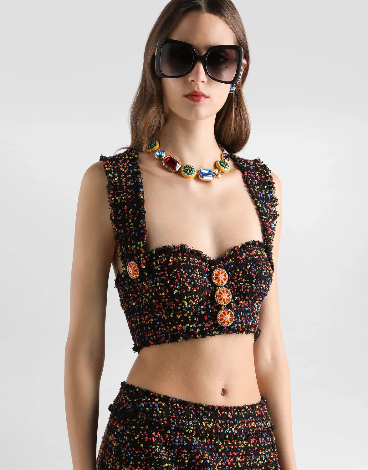 Твидовый топ Dolce & Gabbana, бежевый — фото 4