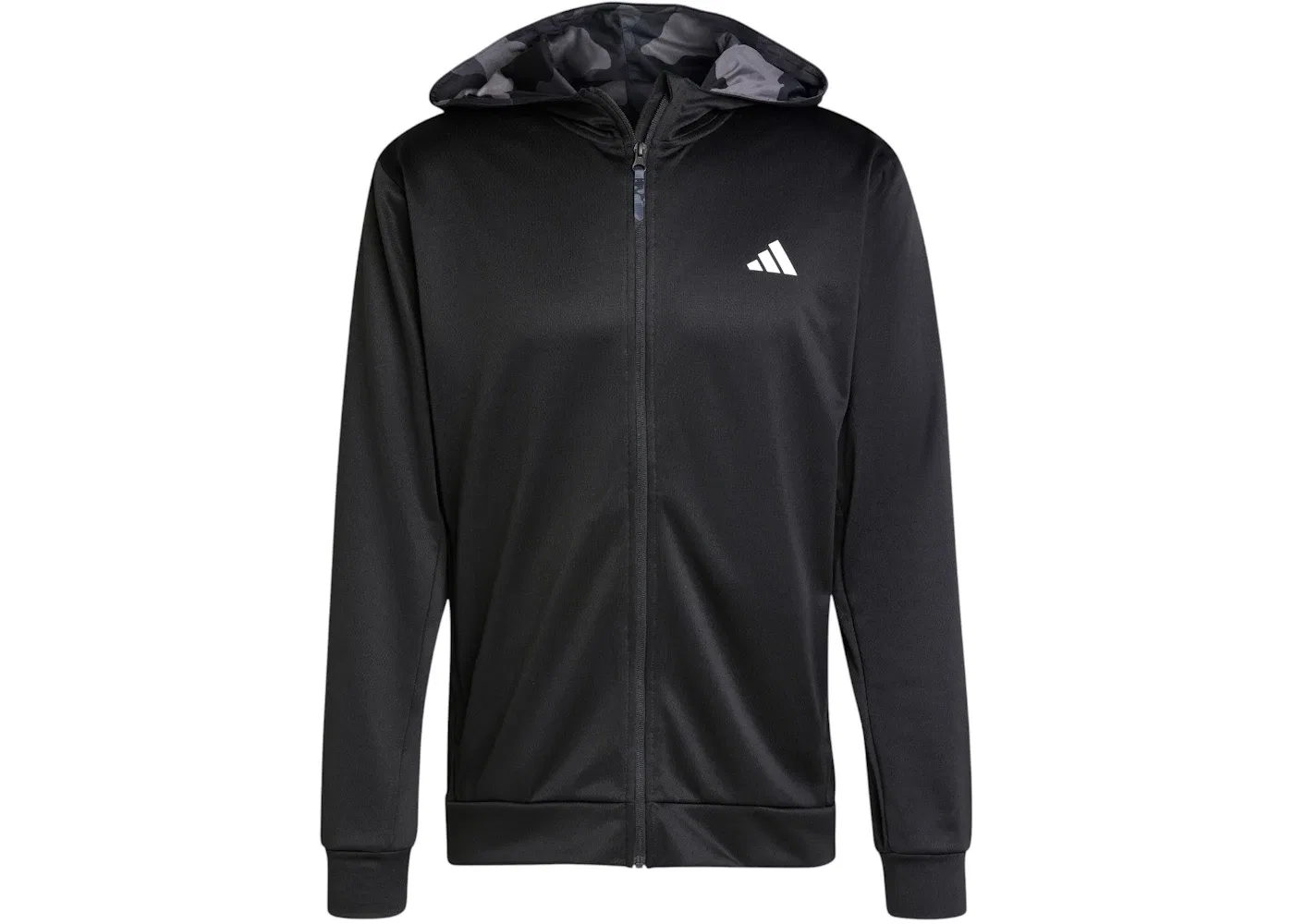 Мужская худи с полной застежкой-молнией с камуфляжным принтом Adidas, Black
