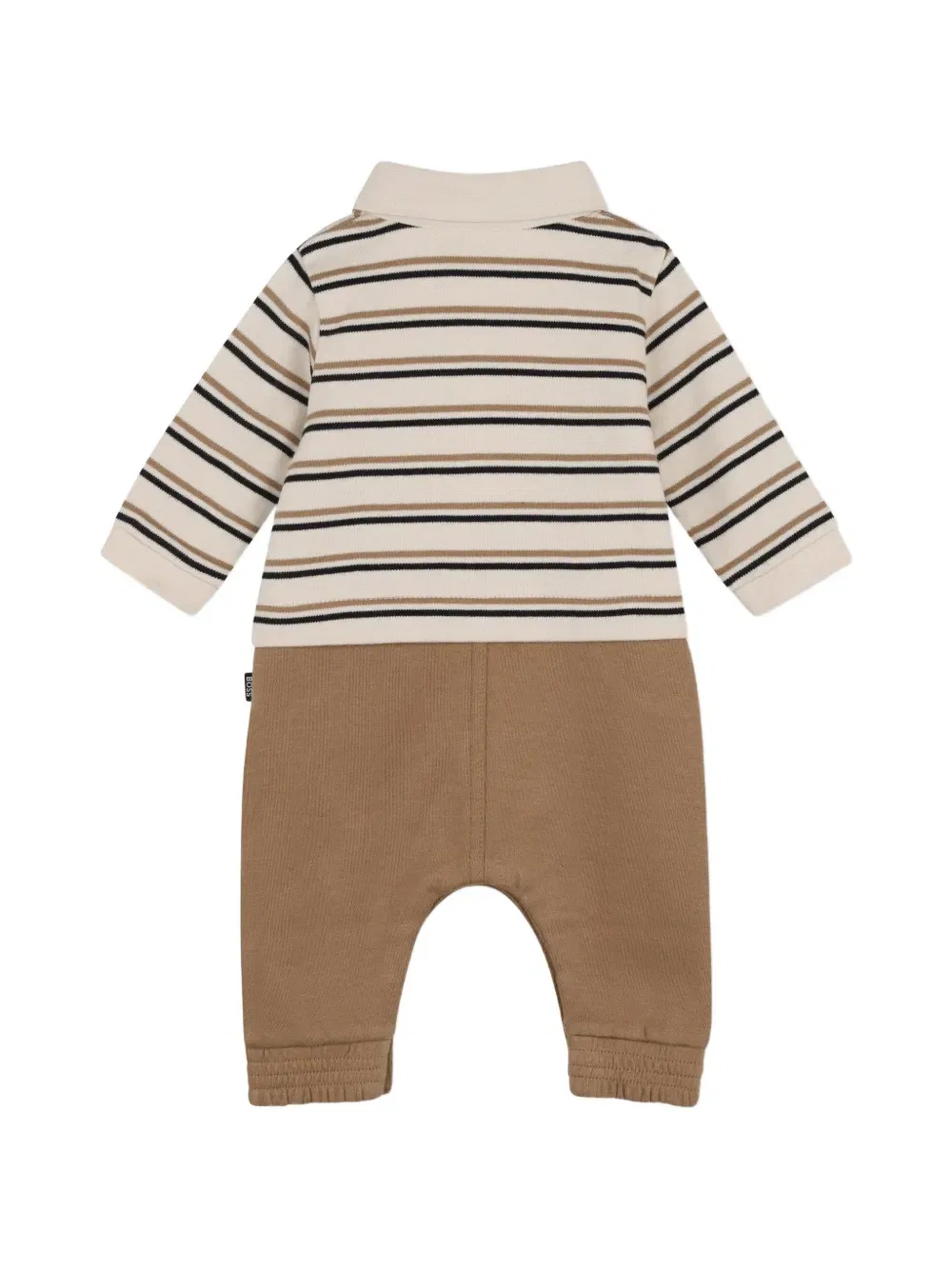 Комбинезон в полоску BOSS Kidswear, бежевый — фото 2