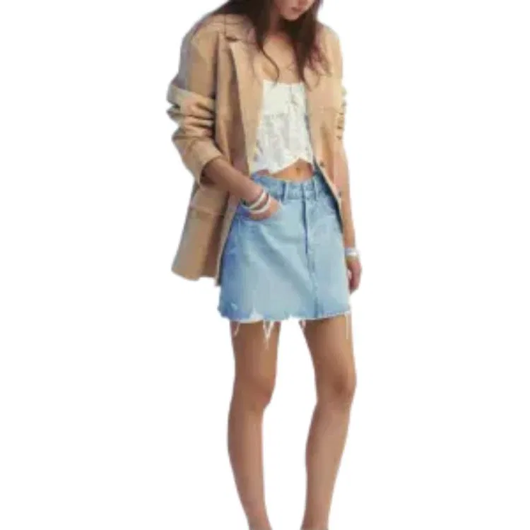 Женская джинсовая короткая юбка Light Blue ZARA — фото 4