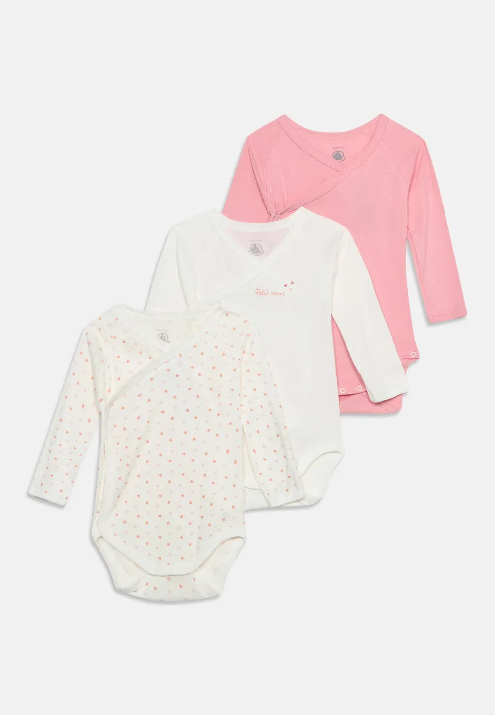 Bebe couche 3 pack - body Petit Bateau, White/ Pink — фото 3