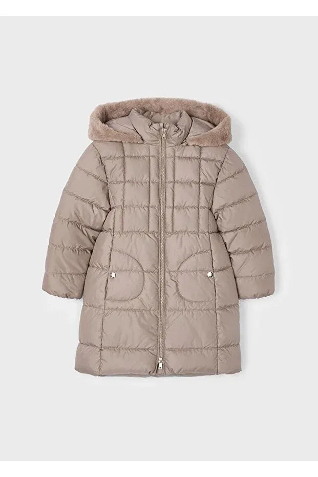 Детское зимнее пальто для девочек с капюшоном Mayoral, Beige