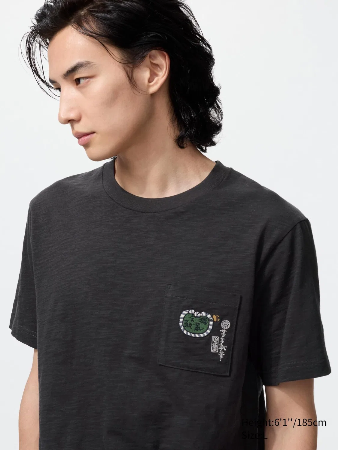 Футболка с коротким рукавом и рисунком животных в стиле укие-э Uniqlo, темно-серый — фото 2