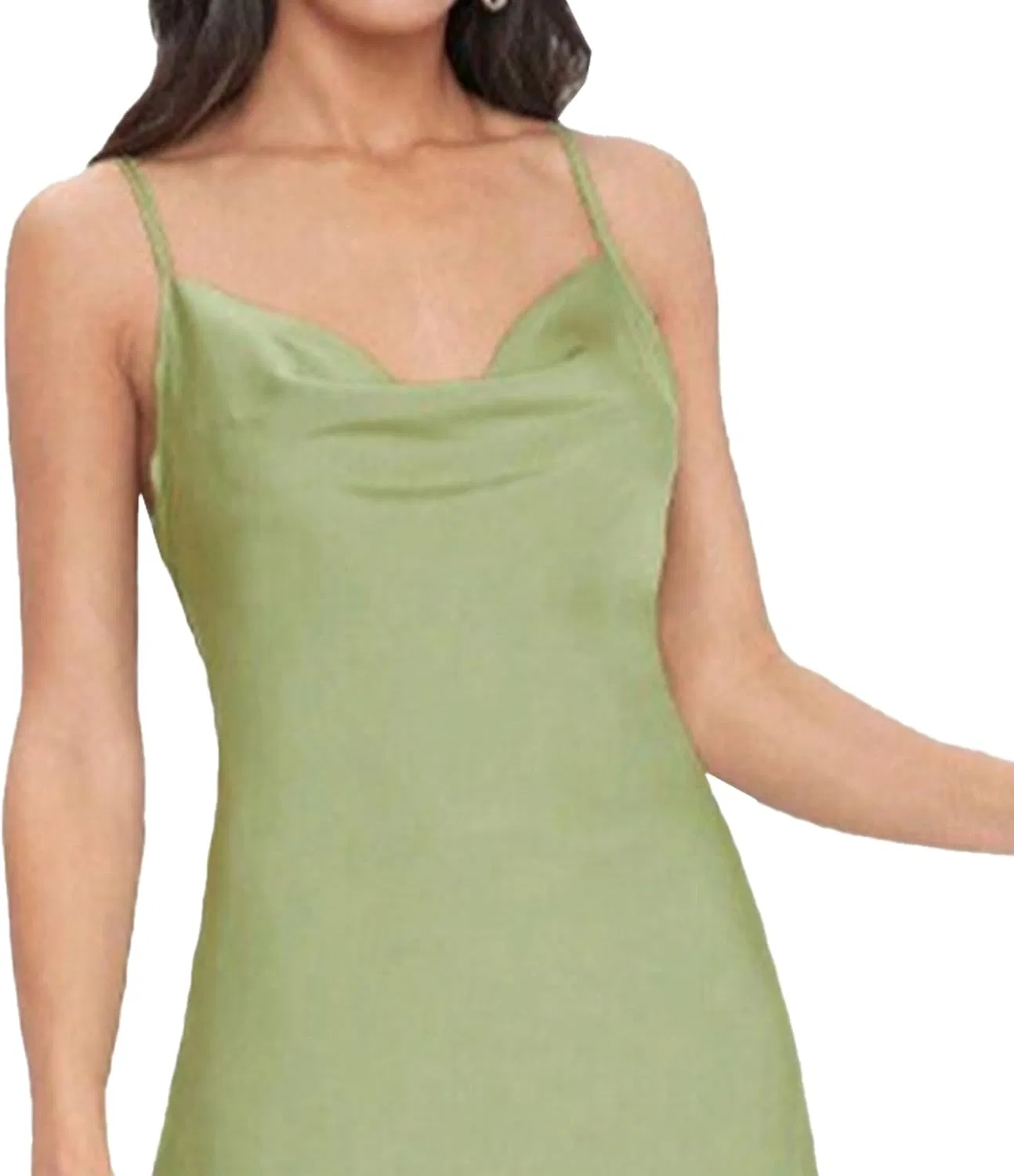 Женское атласное платье миди на тонких бретелях, Light Green — фото 3