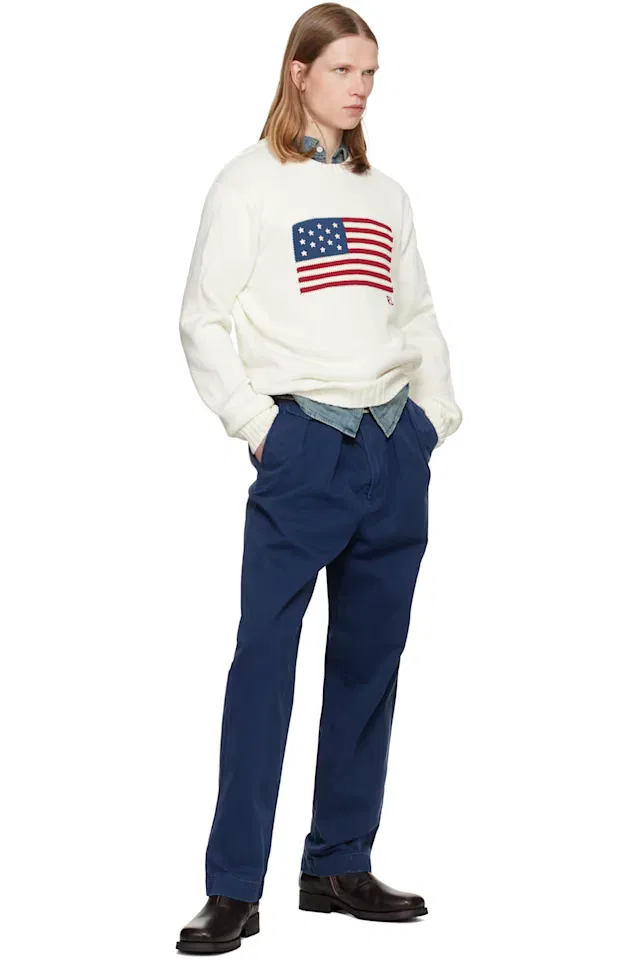 Белый свитер с изображением культового флага Polo Ralph Lauren — фото 4