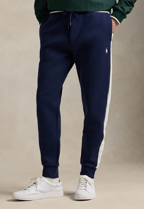 Брюки джоггеры из хлопка и полиэстера Polo Ralph Lauren, белый/темно-синий