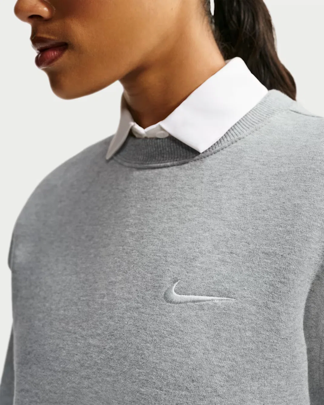 Women's Crew Nike Studio Fleece Medium Weight, Dark Grey Heather/Sail — фото 3