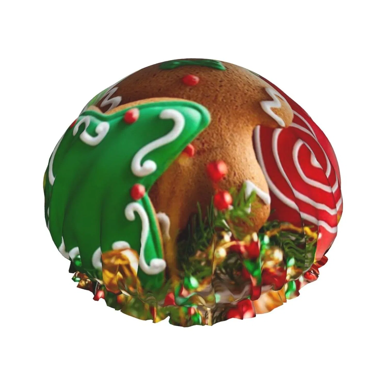 Шапочка для душа Gingerbread Man Candy, ObabO, водонепроницаемая, двойной слой, многоразовая